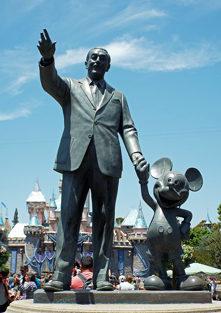 Walt Disney and Mickey Mouse Sculpture in Disneyland, June 2016