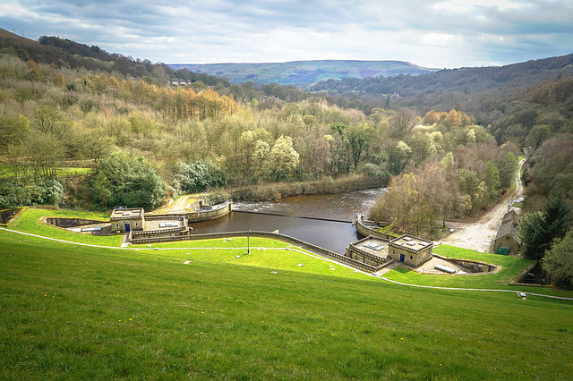 'Ladybower dam' the two outflow spillways from the localy named.. 'plugholes'