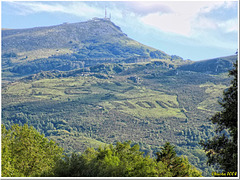 Land art: "LGV - NON" - seen on the slope of the Rhune mountain