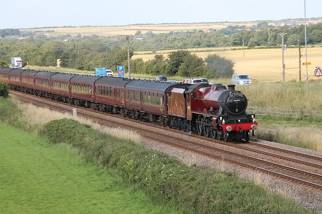 LMS class 6P Jubilee 45699 GALATEA at Spital Bridge,Seamer with 1Z23 The Scarborough Spa Express Scarborough - Carnforth 13th JULY 2017 (steam has far as York)