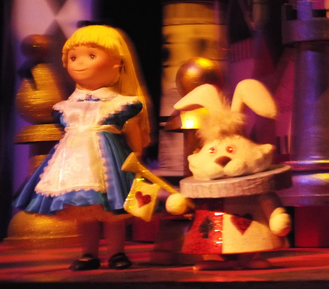 Alice and the White Rabbit in It's a Small World in Disneyland, June 2016