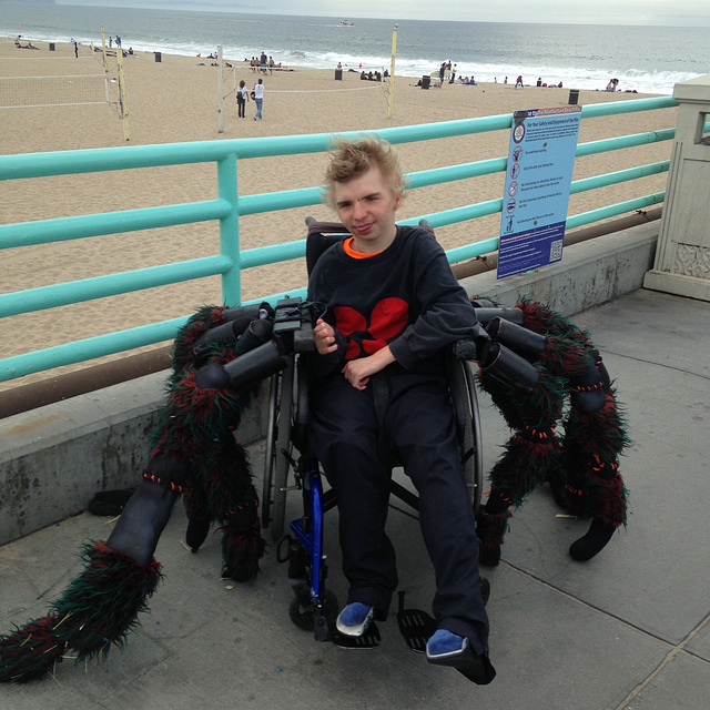 Rolling Tarantula costume at the beach