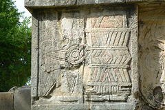 Mexico, Chichen Itza, Mayan Carved Ornaments at the Platform of the Eagles and the Jaguars