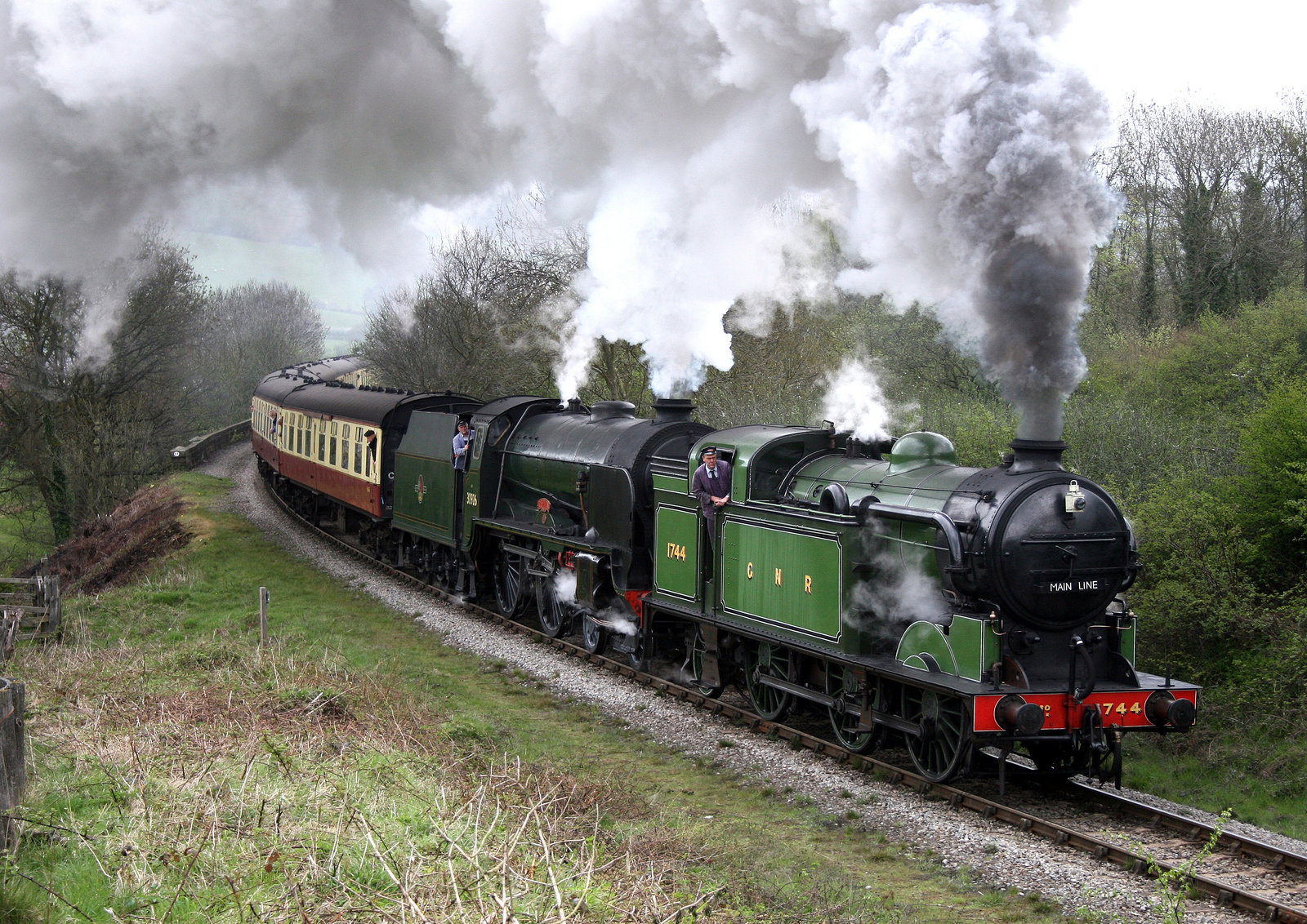 Class N.2 1744 and 30926 REPTON at Esk Valley Viaduct NYMR 1st May 2010