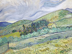 Detail of the Landscape from Saint-Remy by Van Gogh in the Metropolitan Museum of Art, July 2023