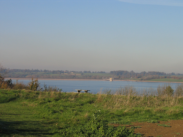 Looking across Draycote Water towards the Valve Tower from Hensbourough Hill Trig (113m).
