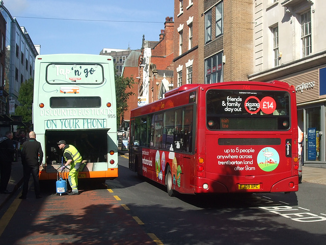 DSCF4787 Nottingham City Transport 955 (YN08 MLL) and Trent Barton (trentbarton) 744 (FJ09 XPC) - 13 Sep 2018