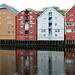 Norway, Old Town of Trondheim, Houses of the Left Bank of the Nidelva River