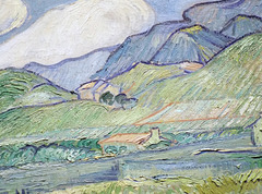 Detail of the Landscape from Saint-Remy by Van Gogh in the Metropolitan Museum of Art, July 2023