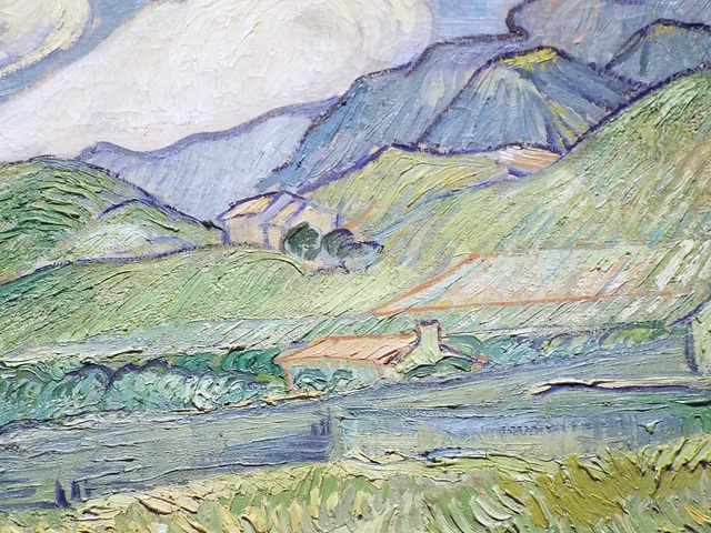 Detail of the Landscape from Saint-Remy by Van Gogh in the Metropolitan Museum of Art, July 2023