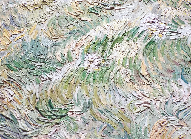 Detail of the Landscape from Saint-Remy by Van Gogh in the Metropolitan Museum of Art, July 2023