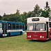 Great Yarmouth (K62 KEX) and former Portsmouth 196 (TBK 196K) at the Norfolk Showground – 12 Sep 1993 (204-14)