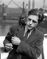 gerry with guenon moustaced monkey 1949