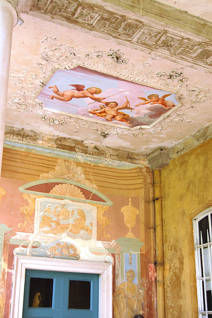 Remains of Frescoes by Gioseppe Borgnis, South Loggia, West Wycombe Park, Buckinghamshire