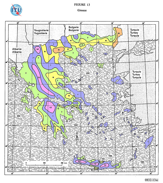 ITU ground conductivity map of Greece