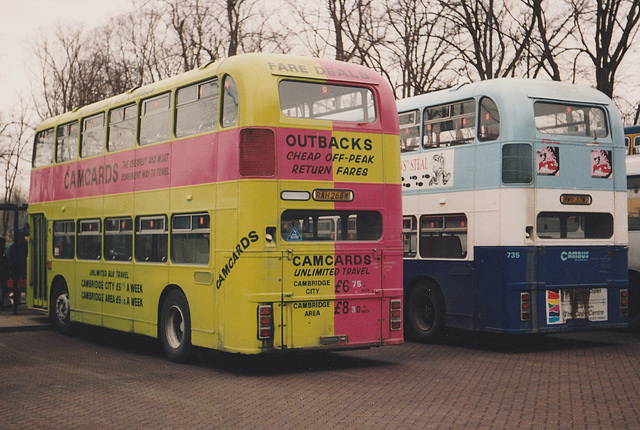 Cambus Limited 740 (RAH 265W) and 735 (PWY 37W) in Cambridge – 5 Feb 1991 (136-07)