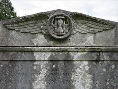 cobham church , surrey (9)winged hourglass on c19 tomb of william henry cooper +1840 and family