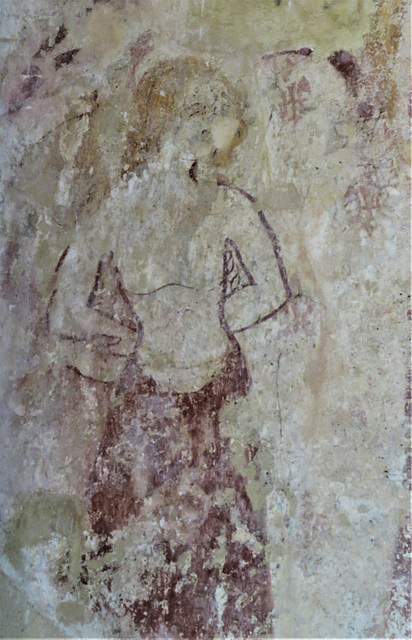 castor church, hunts (17) c14 wall painting st catherine