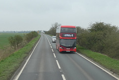 First Eastern Counties Buses 36906 (YN69 XZK) on the A47 near Guyhirn - 21 Mar 2024 (P1170696)