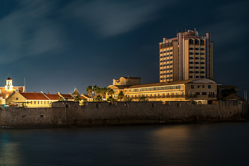 abandoned Hotel Plaza at night