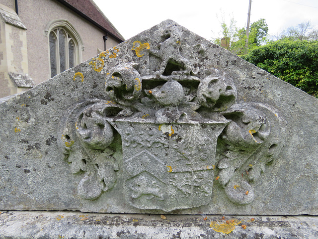 cobham church , surrey (6)heraldry on c19 tomb of william henry cooper +1840 and family