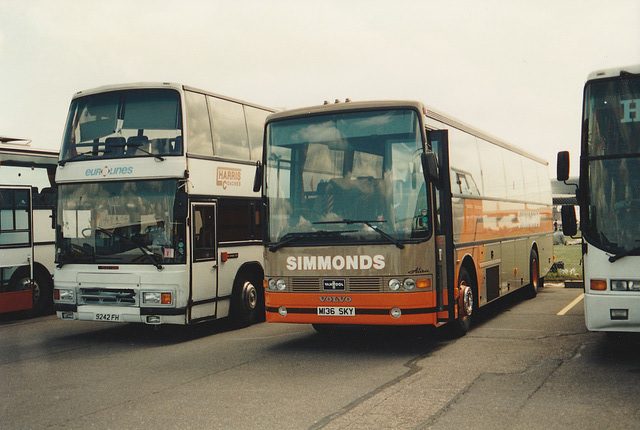 Harris Coaches (Eurolines) 9242 FH (C400 JOO) and Simmonds M136 SKY at RAF Mildenhall – 27 May 1995 (267-32A) Harris Coaches (Eurolines) 9242 FH (C400 JOO) and Simmonds M136 SKY at RAF Mildenhall – 27 May 1995 (267-32A)