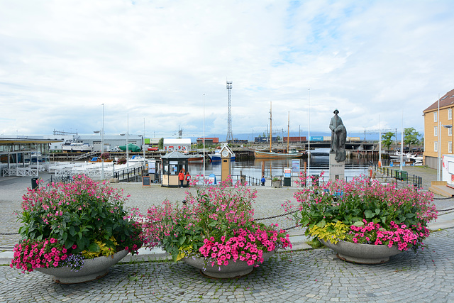 Norway, Trondheim, Excursion Pier and Sculpture of Den Siste Viking