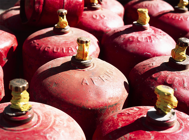 gas cylinder in the sun