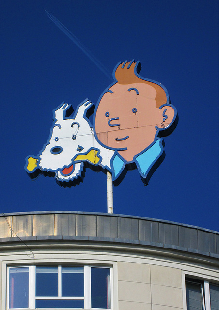 Tintin & Snowy look out over Brussels...