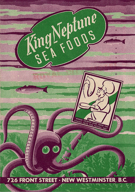 King Neptune Sea Foods Menu c1960