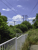 Fence, path and power lines