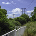 Fence, path and power lines