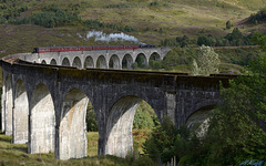 Glenfinnan viaduct with the The Highlands West Coast special.