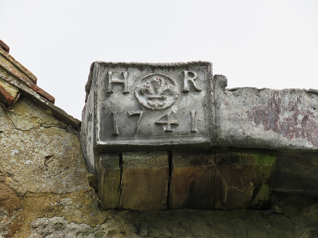 brookland church, kent  (66) lead hopper dated "h r 1741"