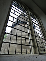 brookland church, kent  (61) late c18 windows were let into the church c.1790, here looking out to the shingled belfry tower