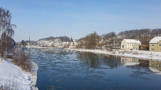 Winter im Tal der Freiberger Mulde bei Leisnig