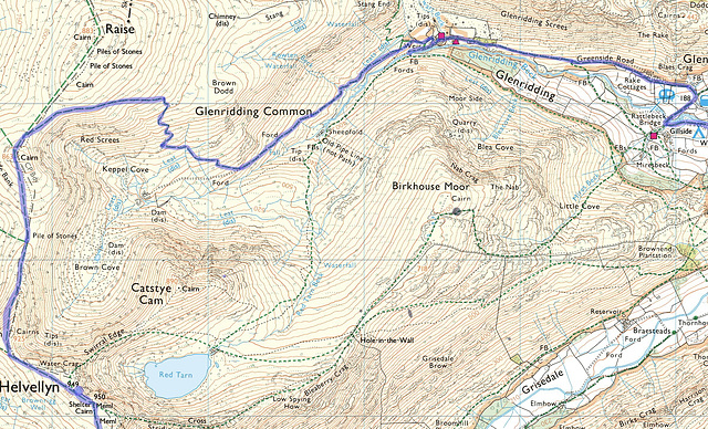 [2] An 11m circular walk in June 1994 from Glenridding to Lower Man, Helvellyn, Dollywaggon Pike, Grisedale Tarn and Grisedale Beck.