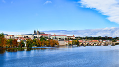View of Moldau and the old town of Prague