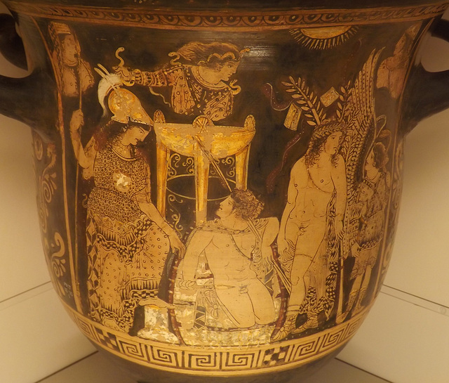 Detail of a Red-Figure Bell Krater with Orestes at Delphi in the British Museum, May 2014