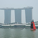 Sailing Boats In Front Of The Marina Bay Sands