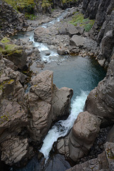 Iceland, Top Down View of Litlanesfoss Waterfall