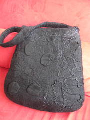 black nuno felted bag