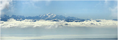 Panorama sur le Mt. Blanc et la chaine des  Alpes, Panorama on Mt. White and the chaine of the Alps