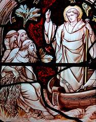 Detail of stained glass, Ashover Church, Derbyshire
