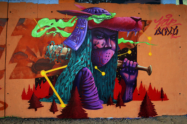 Un graffiti décoratif . Un graffiti décoratif .