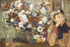 Detail of a Woman Seated Beside a Vase of Flowers by Degas in the Metropolitan Museum of Art, July 2018