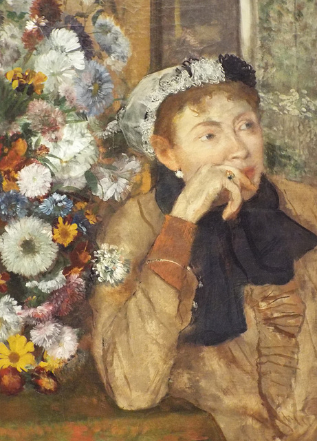 Detail of a Woman Seated Beside a Vase of Flowers by Degas in the Metropolitan Museum of Art, July 2018