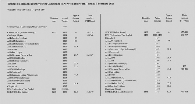 Megabus journey times - 9 Feb 2024 Megabus journey times - 9 Feb 2024