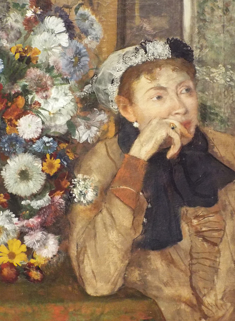 Detail of a Woman Seated Beside a Vase of Flowers by Degas in the Metropolitan Museum of Art, July 2018