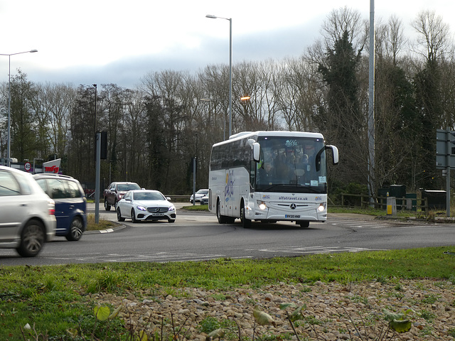 Alfa Travel 118 (BV20 HNB) at Fiveways, Barton Mills - 13 Dec 2021 (P1100215)